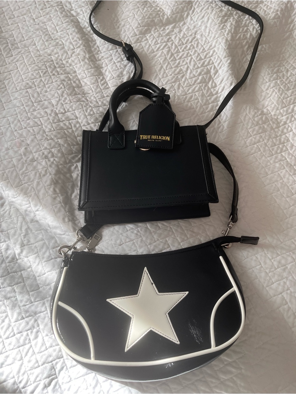 True Religion Black Leather Mini Satchel - Women's Bag lot of 2